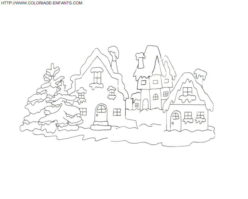 coloriage Fetes Noel Paysages