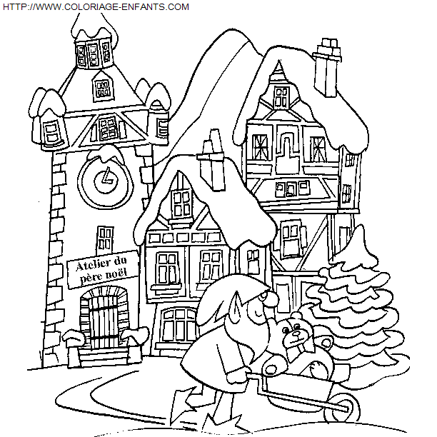 coloriage Fetes Noel Paysages