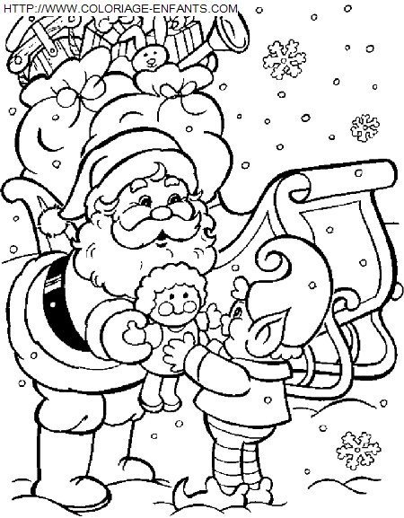 Coloriage Fetes Noel Pere Noel Cadeaux à imprimer et à colorier