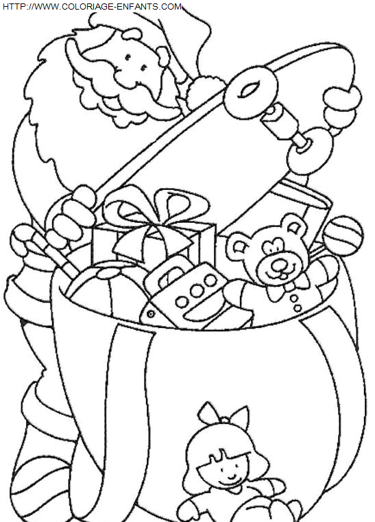 Coloriage Fetes Noel Pere Noel Cadeaux à imprimer et à colorier