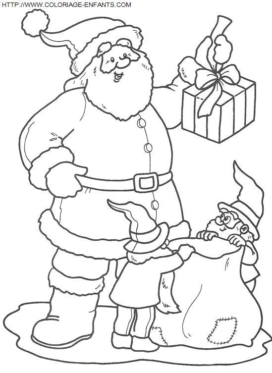 Coloriage Fetes Noel Pere Noel Cadeaux à imprimer et à colorier