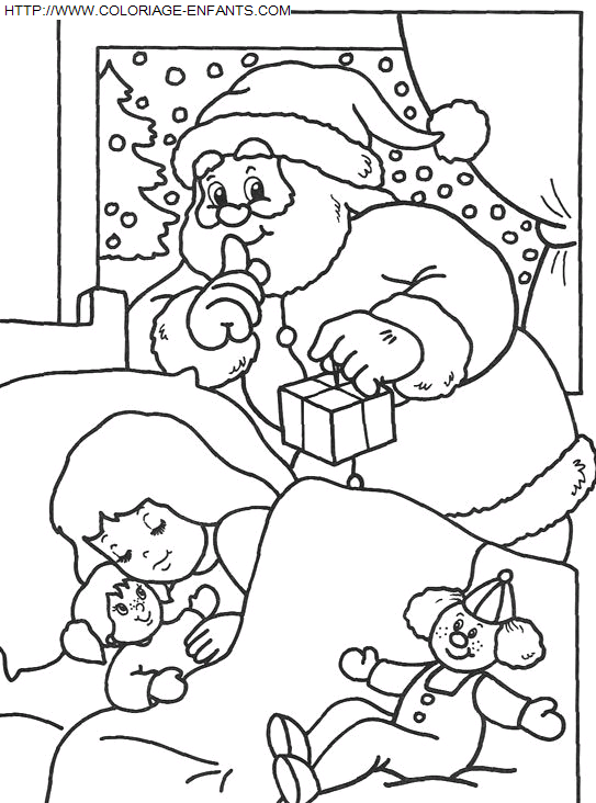 Coloriage Fetes Noel Pere Noel Cadeaux à imprimer et à colorier