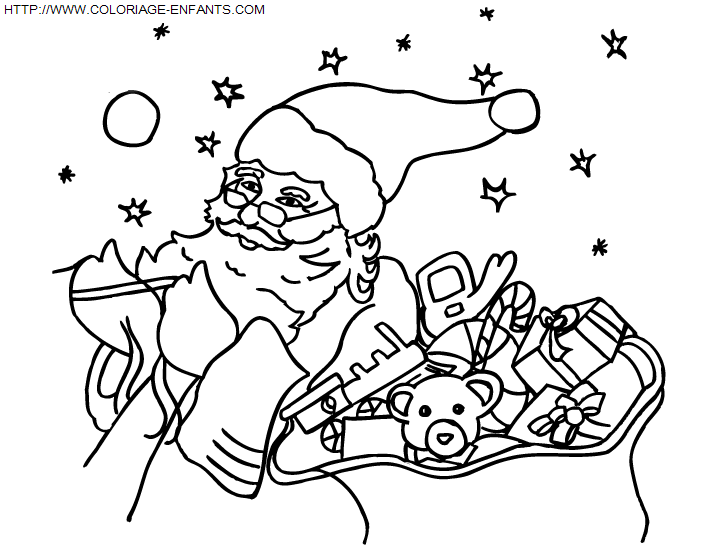 Coloriage Fetes Noel Pere Noel Cadeaux à imprimer et à colorier