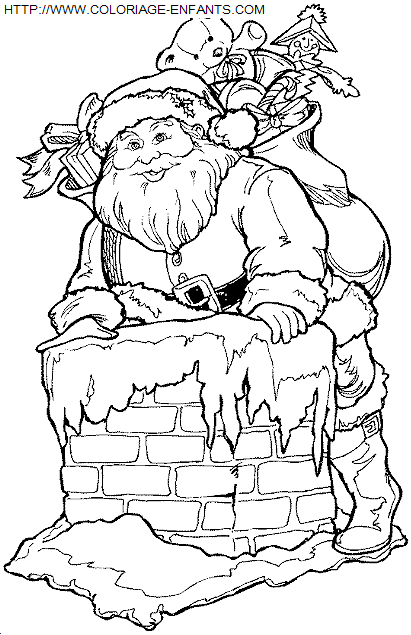 coloriage Fetes Noel Pere Noel Cheminee