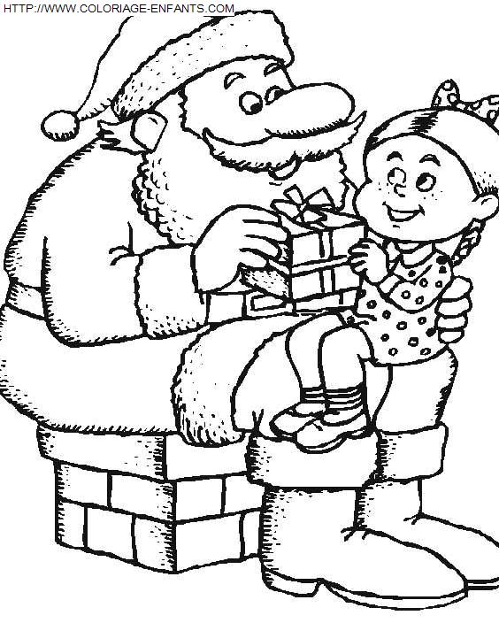 coloriage Fetes Noel Pere Noel Cheminee