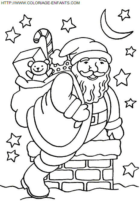 coloriage Fetes Noel Pere Noel Cheminee