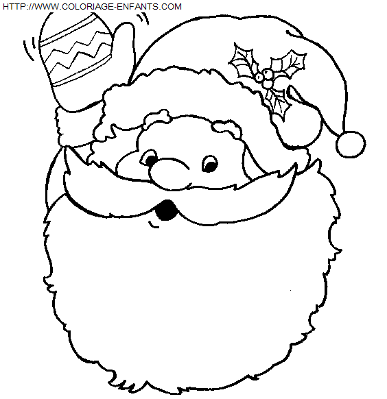 coloriage Fetes Noel Pere Noel Portrait