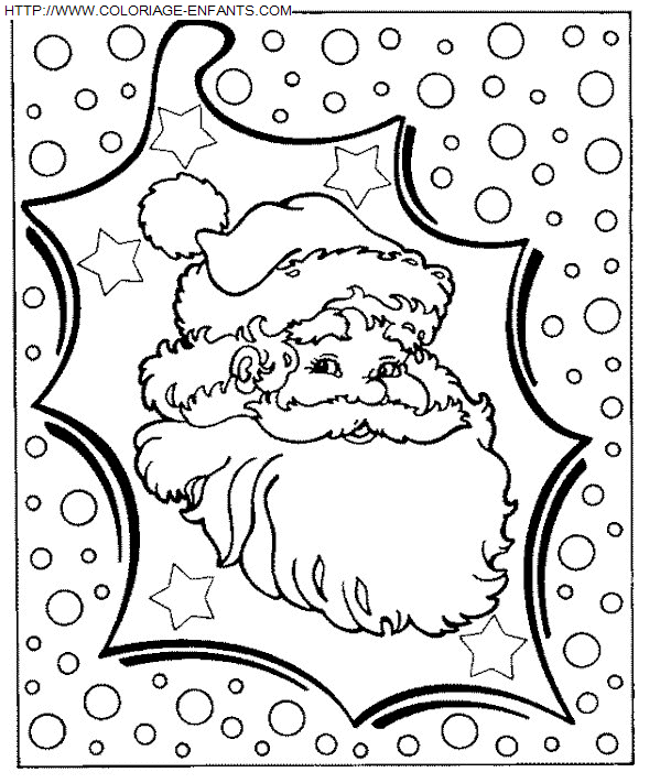 coloriage Fetes Noel Pere Noel Portrait