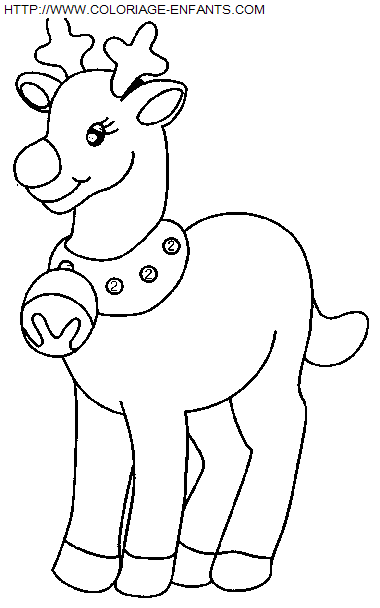 Coloriage Fetes Noel Pere Noel Rennes à imprimer et à colorier