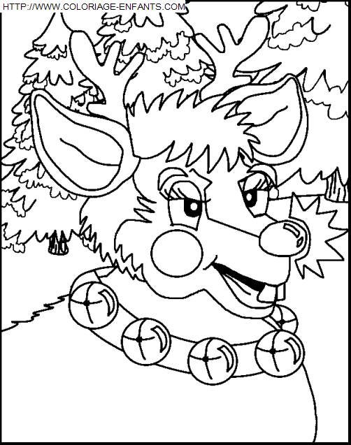 Coloriage Fetes Noel Pere Noel Rennes à imprimer et à colorier