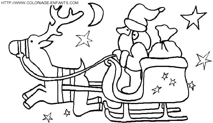 coloriage Fetes Noel Pere Noel Traineau