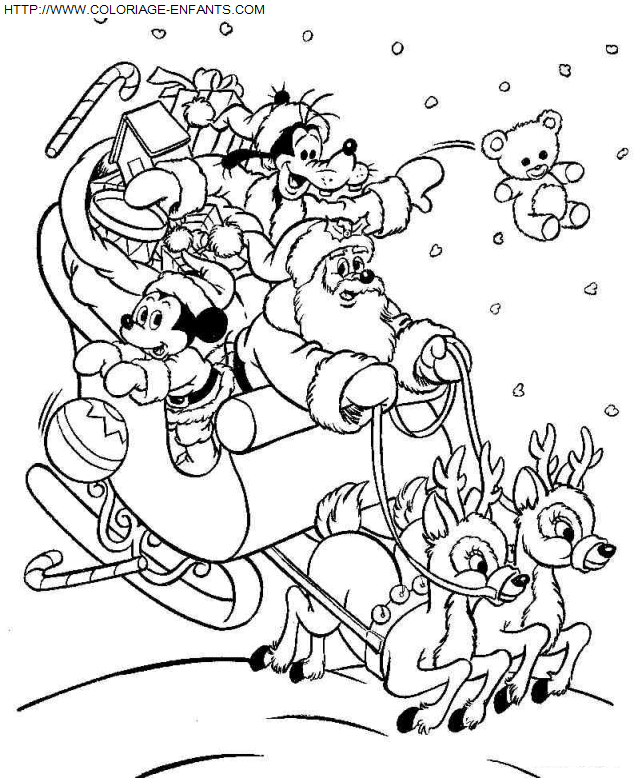 coloriage Fetes Noel Pere Noel Traineau