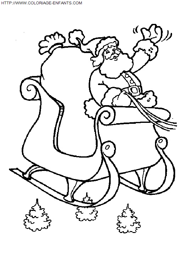 coloriage Fetes Noel Pere Noel Traineau