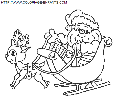 coloriage Fetes Noel Pere Noel Traineau