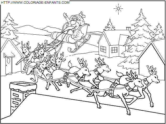 coloriage Fetes Noel Pere Noel Traineau