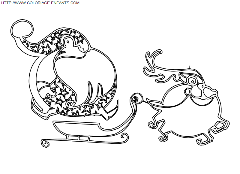 coloriage Fetes Noel Pere Noel Traineau