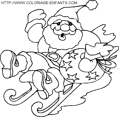 coloriage Fetes Noel Pere Noel Traineau