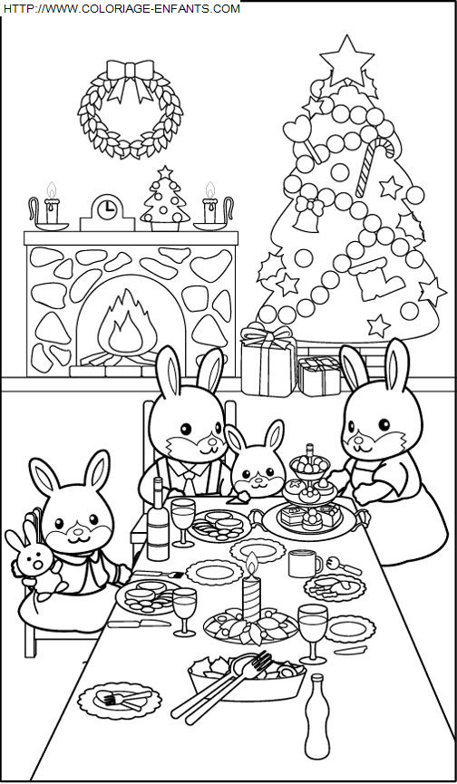 coloriage Fetes Noel Repas