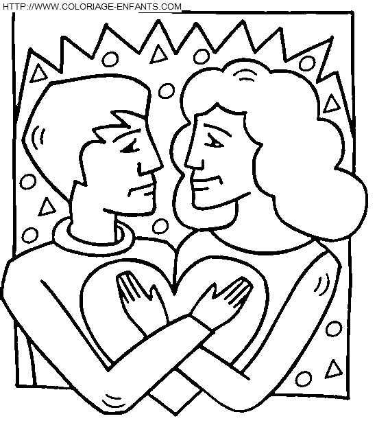 coloriage saint valentin amoureux