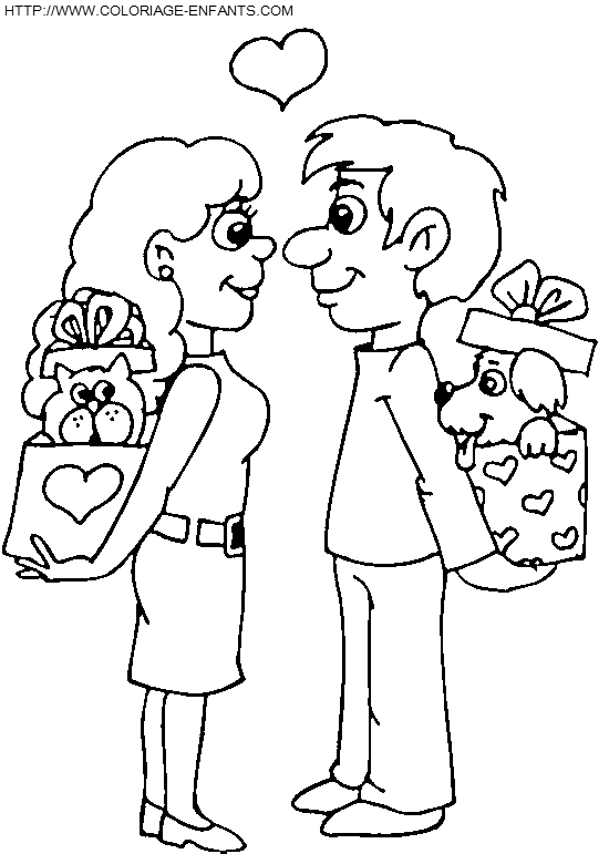 coloriage saint valentin amoureux