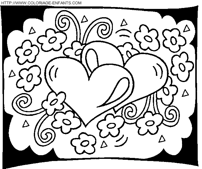 coloriage saint valentin coeurs