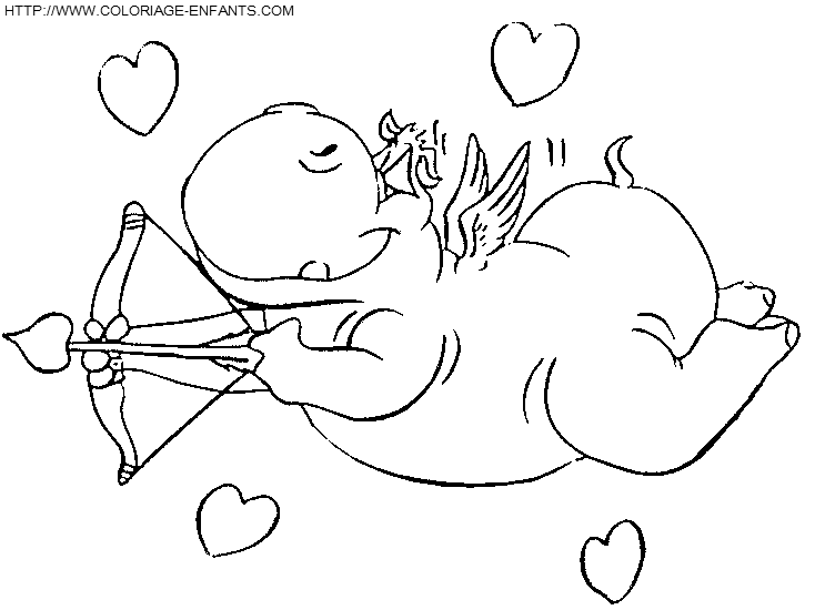 coloriage saint valentin cupidon