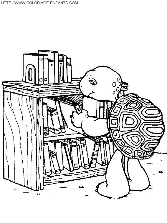 coloriage franklin choisit un livre