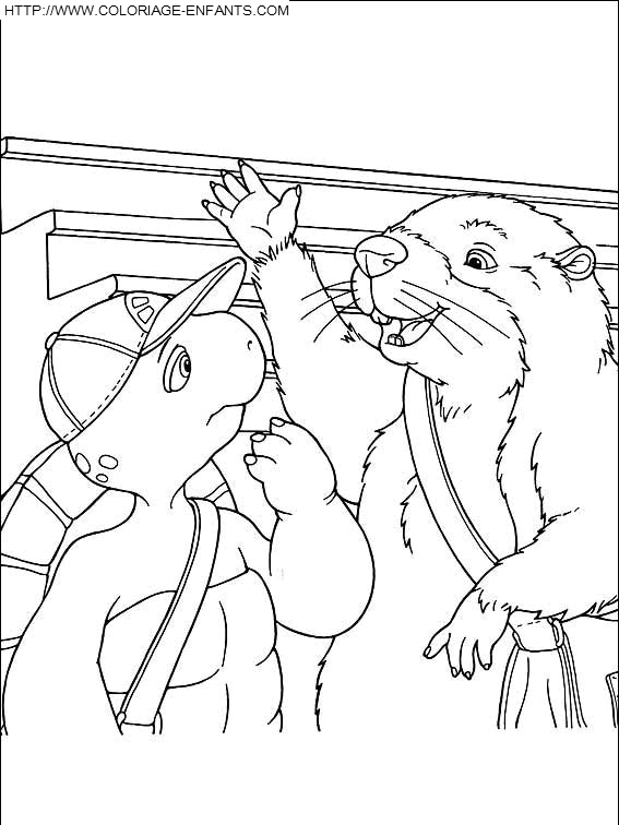coloriage franklin et la marmotte au musee