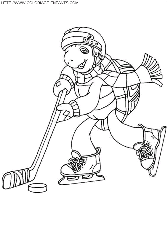 coloriage franklin fait du hockey sur glace