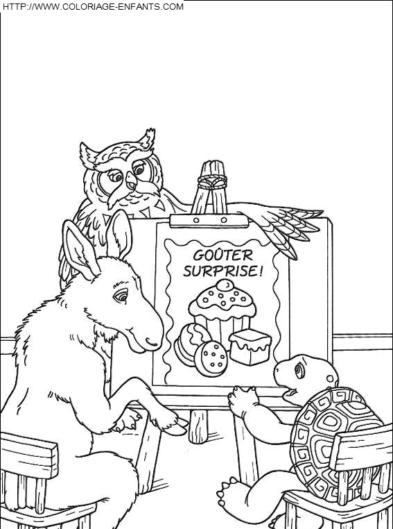 coloriage franklin invite au gouter surprise