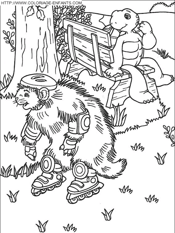 coloriage franklin la marmotte fait du roller