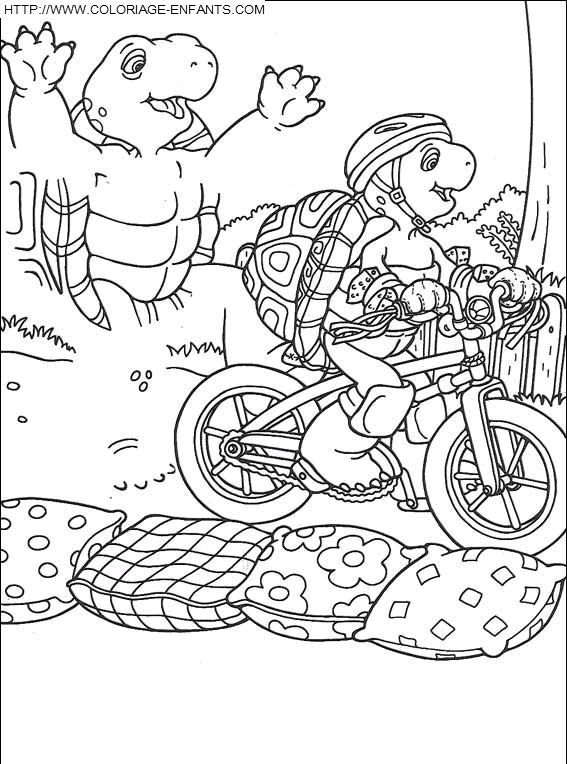 coloriage franklin pret a apprendre a faire du velo