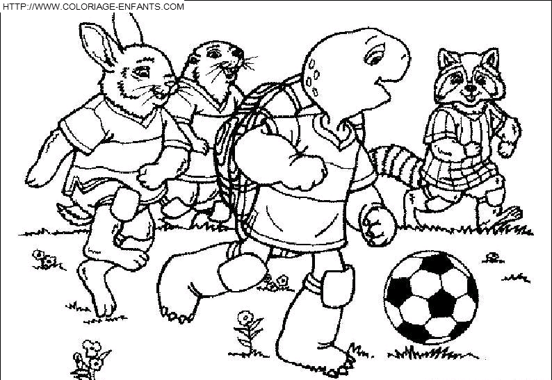 coloriage franklin tirant sur le ballon