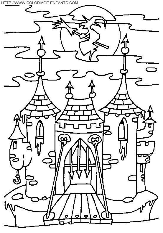 coloriage maisons hantees