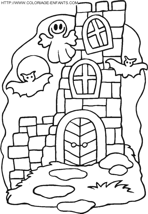 coloriage maisons hantees