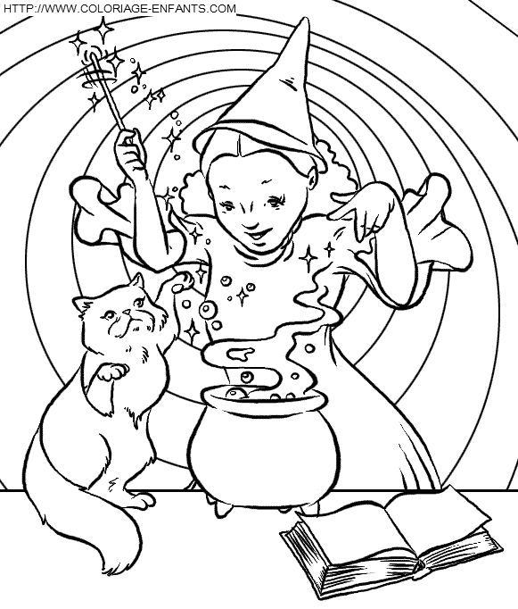 coloriage harry potter hermione preparant une potion