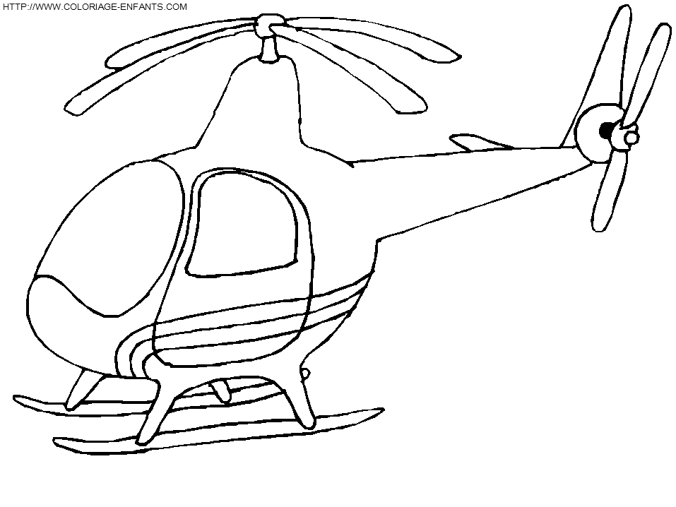 coloriage helicoptere atterissant