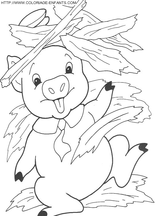 coloriage trois petits cochons