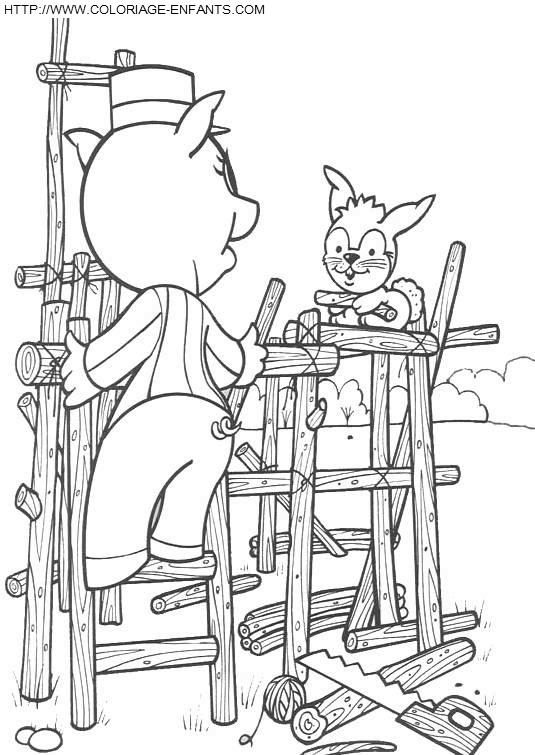 coloriage trois petits cochons