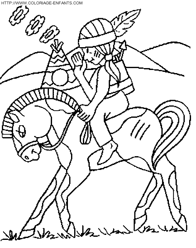 coloriage indien a cheval