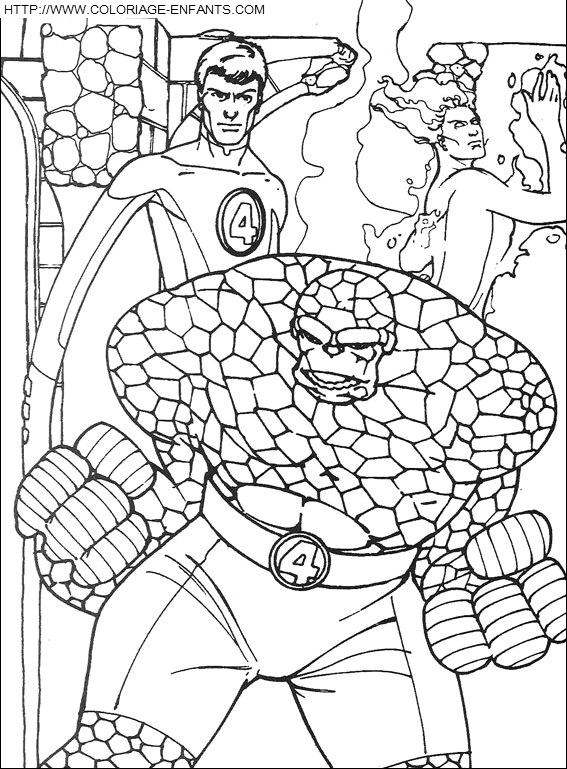 coloriage les 4 fantastiques la chose en colere