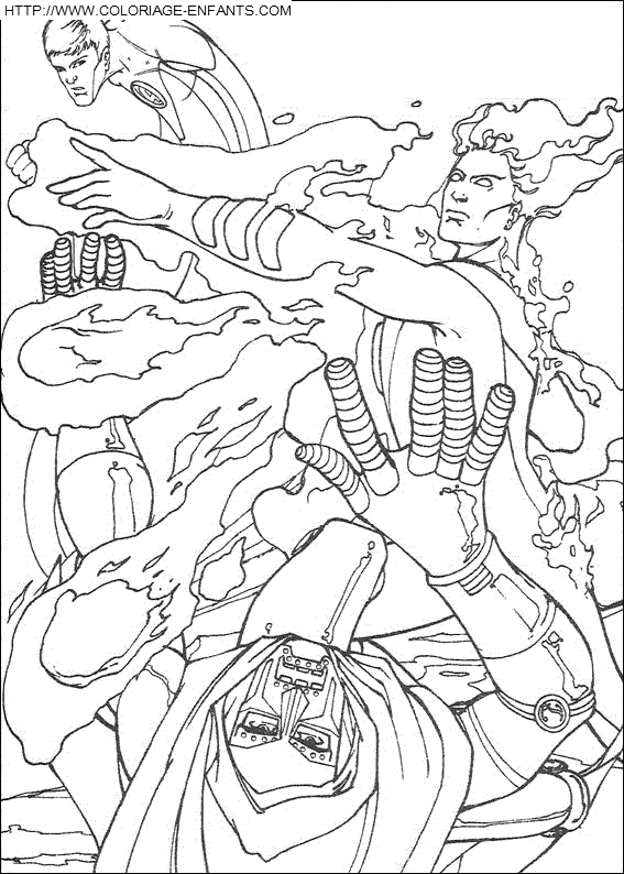 coloriage les 4 fantastiques la torche humaine attaque dr fatalis