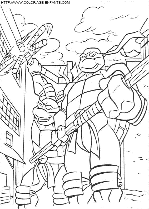 coloriage les tortues ninja donatello et michelangelo