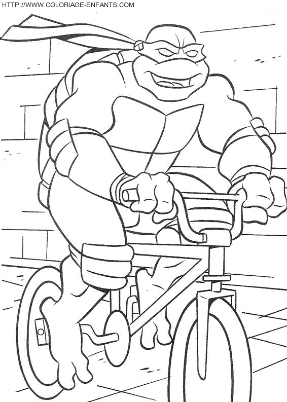 coloriage les tortues ninja donatello fait du velo