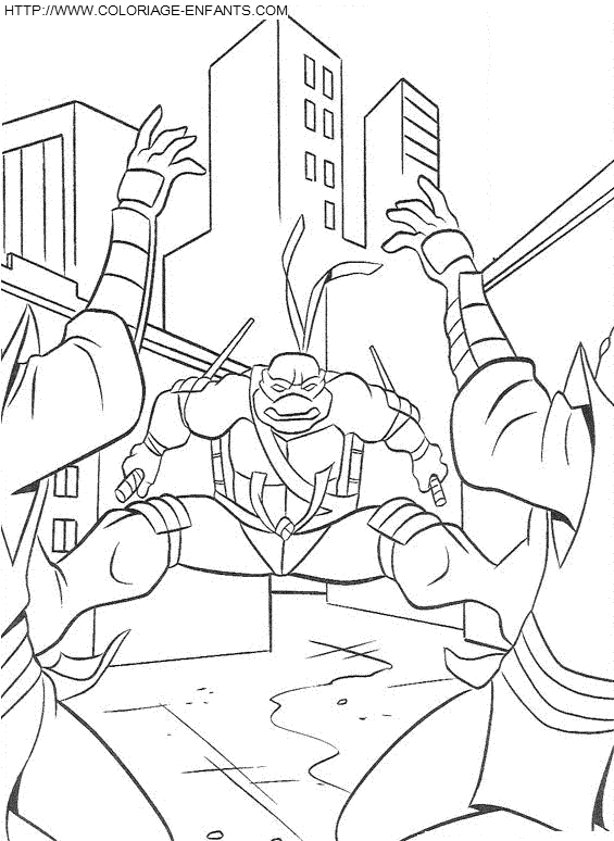 coloriage les tortues ninja leonardo au combat