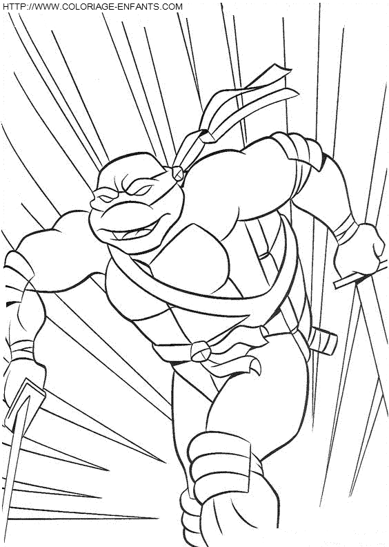 coloriage les tortues ninja leonardo pret a attaquer