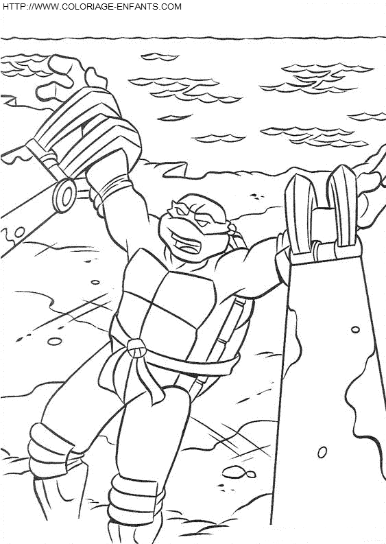 coloriage les tortues ninja leonardo pris au piege