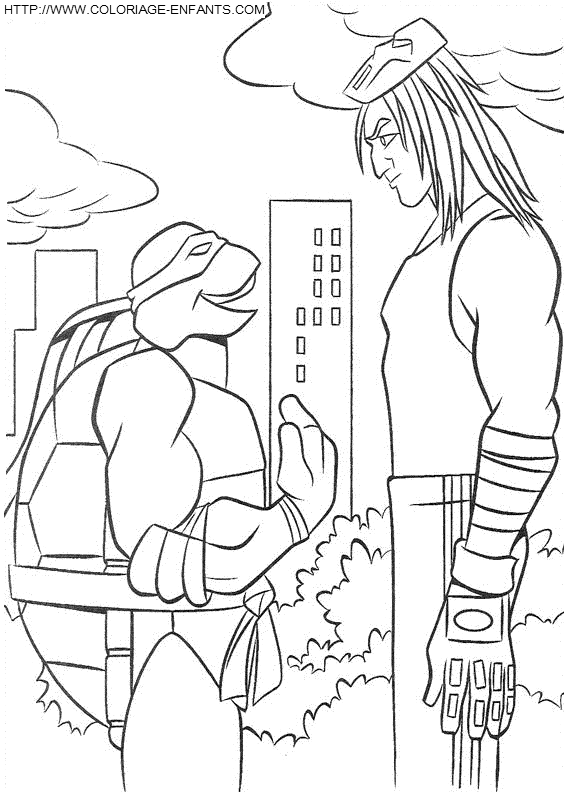 coloriage les tortues ninja michelangelo discute