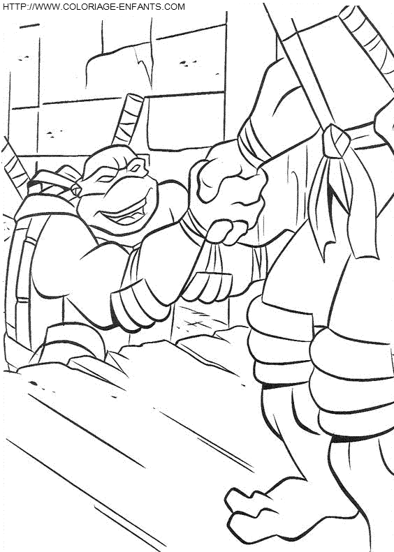 coloriage les tortues ninja michelangelo grimpe