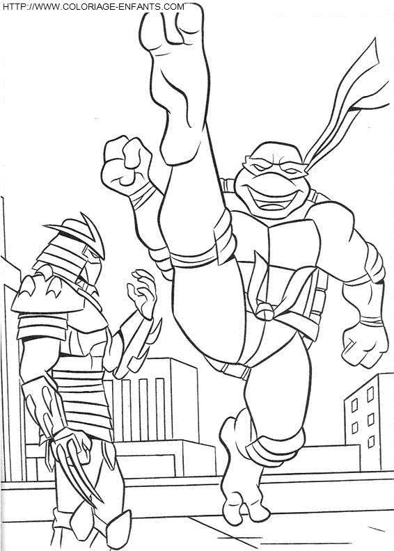 coloriage les tortues ninja raphael se perfectionne